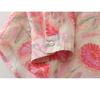 Autumn Pink Floral Shirt Linen Small Shirt French Literary Printing Shirt All-match Women