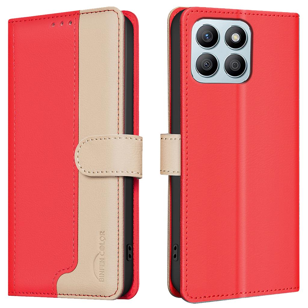 For Honor X8b 4G Leather Case Splicing Color RFID Blocking Phone Cover