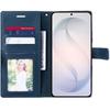 Coque pour Samsung Galaxy S26, Protection Anti-Rayures Effet Cuir Élégant - Bleu Marine