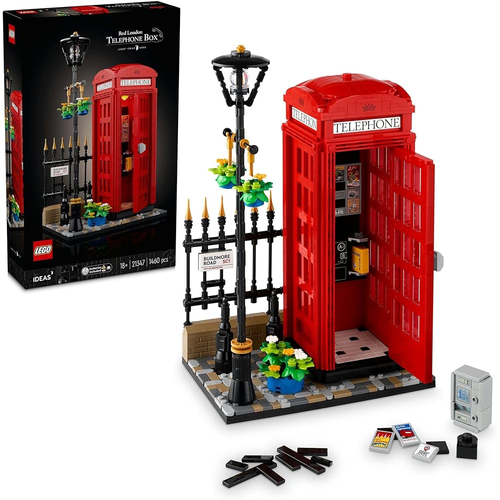 LEGO Ideas London Red Telephone Box Toy Building Set 21347 for Home Decor and Gift