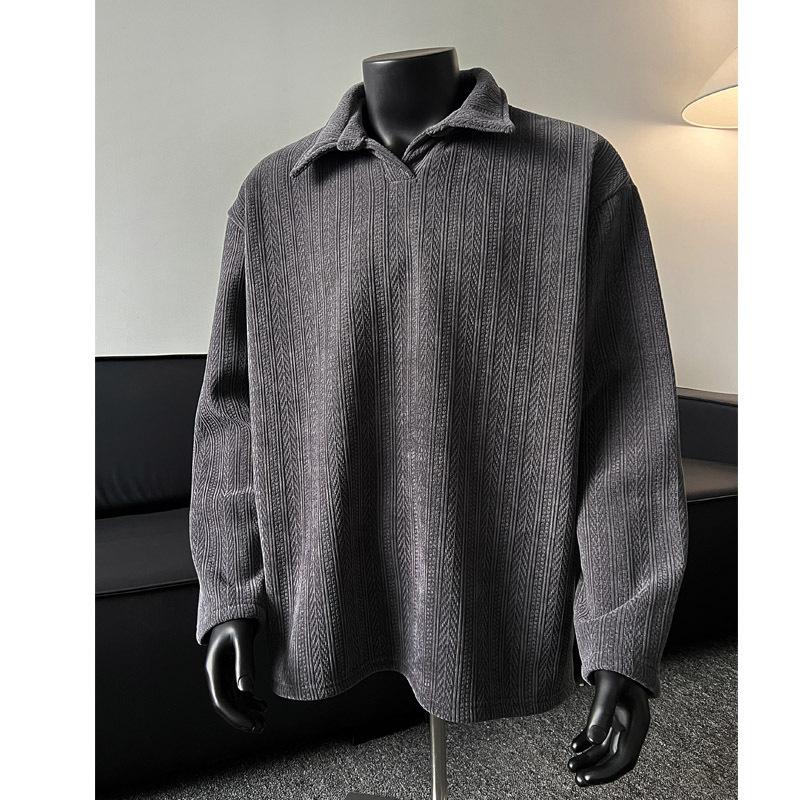 

Men s Sweater Lazy Season Korean Version of Light Luxury Fashion Pullover Knitted Sweater Loose Solid Color Cool Handsome M темно-серого