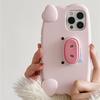 Fun 3D Pink Saliva Pig Nose Invisible Bracket Case For For Iphone 13 14 1 16 17 Pro Max Cute Creative Holder Stand Shockproof Cover