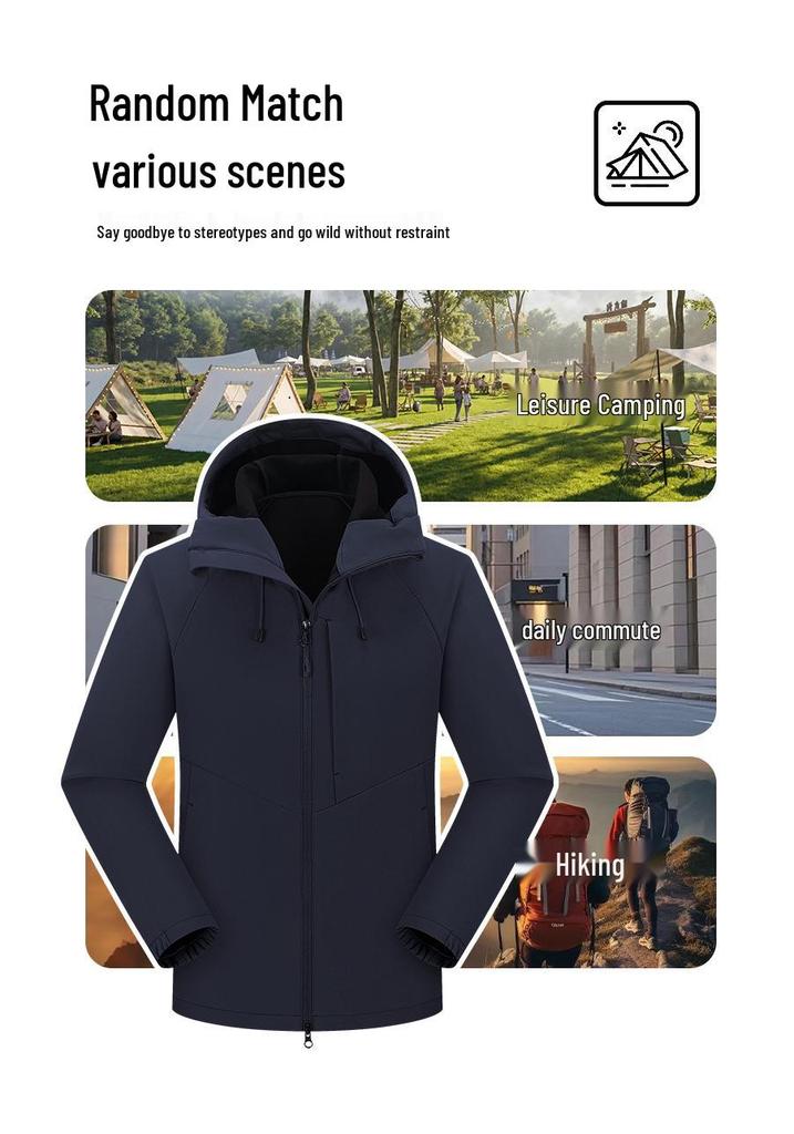 Big Brand Windproof Running Travel Jacket, Women's Soft Shell & Men's High-End Feel Hooded Rainproof Jacket for Autumn Winter.
