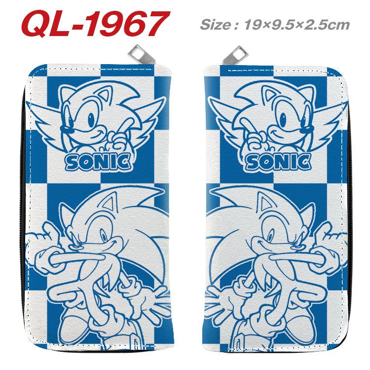 Sonic PU Zip Long Wallet Anime Hedgehog Handbag Clutch Card Holder Coin Purse Blue 1pcs
