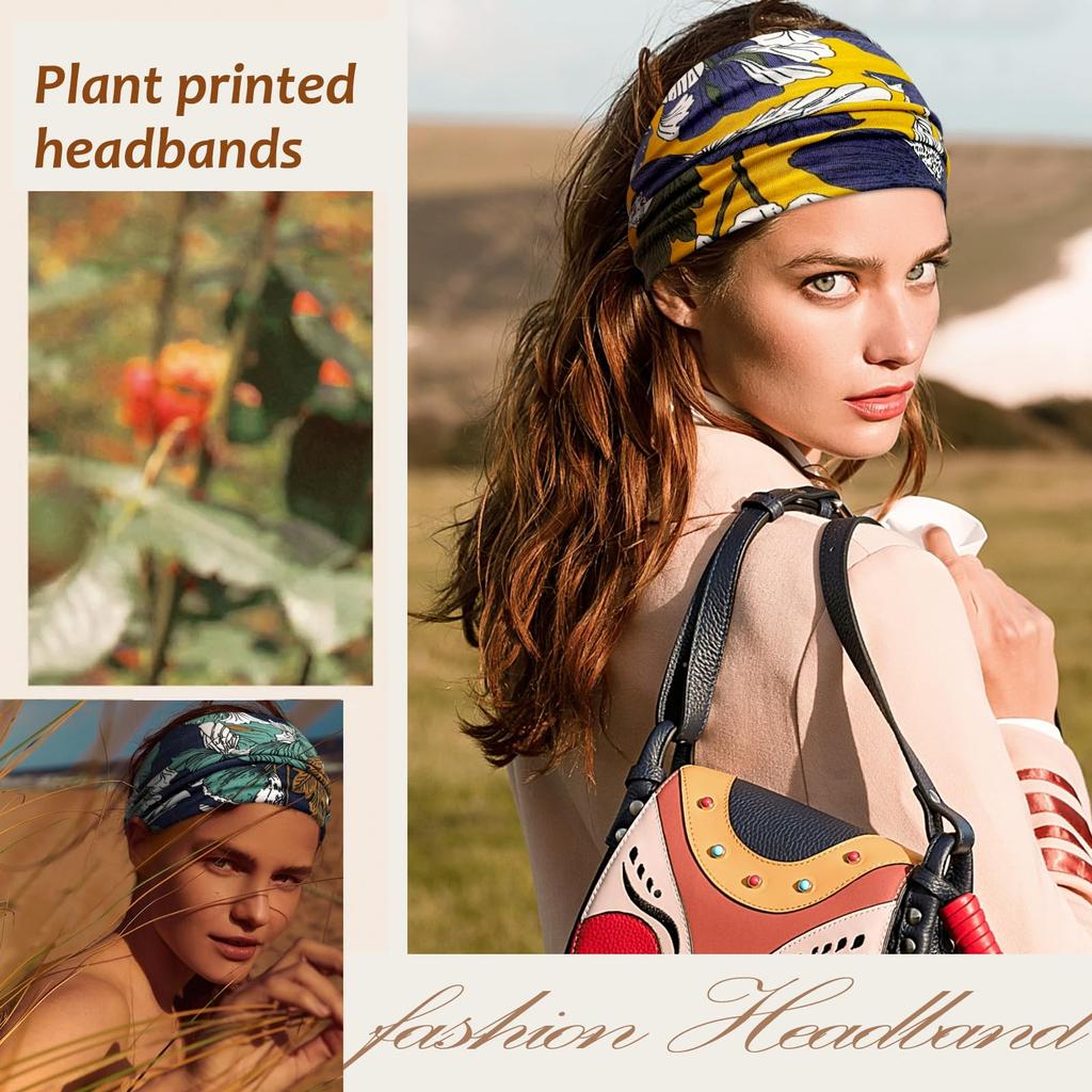 Kvinnor Boho Huvudband Bomull Bred Turban Huvuddukar Halkfria Stretch Spa Hårband Träning Yoga Huvudband Bandage Löpning Bandana Håraccessoarer