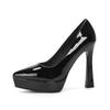 Super High Heel Women Shoes High Quality Patent Leather Hig Heeled Single Shoes Temperament Pointed High Heels Women Dress Pumps