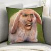 1 Pz Federa Cuscino Meme Coniglio Divertente Nicolas Cage, Federa Cuscino in Poliestere 2D Double-Sided, Federa Cuscino Decorativa Meme Umoristico, Regalo Per