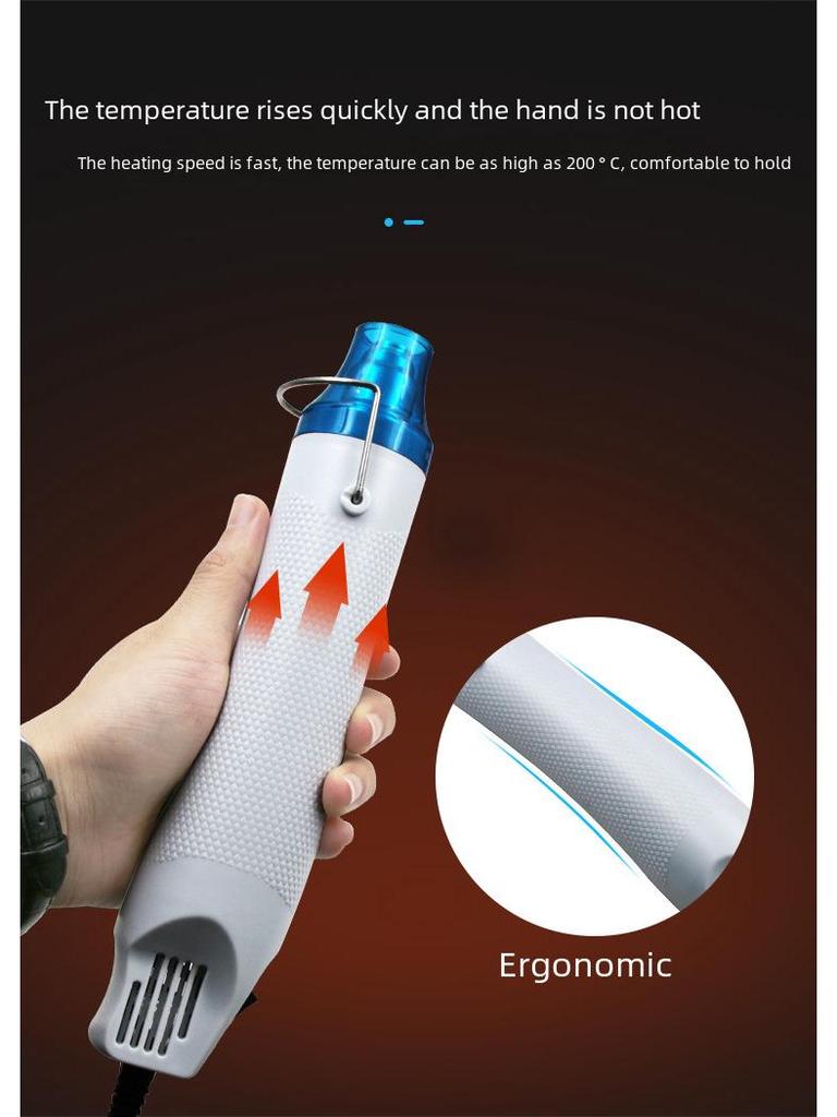 220V Round Plug Heat Gun for DIY Rubber Stamps, Heat Shrink Sheets, and Soft Clay Modeling