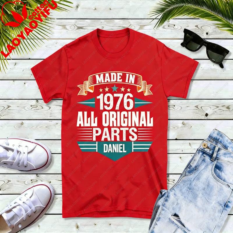 50th Birthday Unisex Crewneck Tshirt For Unisex 1976 Original Parts Bday Gift Hipster Street Fashion Casual Printed Tshirt Tops