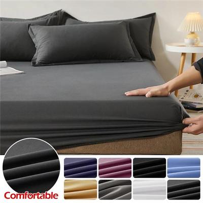 Set de lenjerie de pat 3BUC cearșaf cu 2 fețe de pernă Cearșaf de pat din bumbac Benzi elastice Huse de saltea reglabile Prospetă de pat
