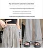 Women's High-Waisted Black & White Striped Wide-Leg Pants - Summer Casual Straight-Leg Trousers.
