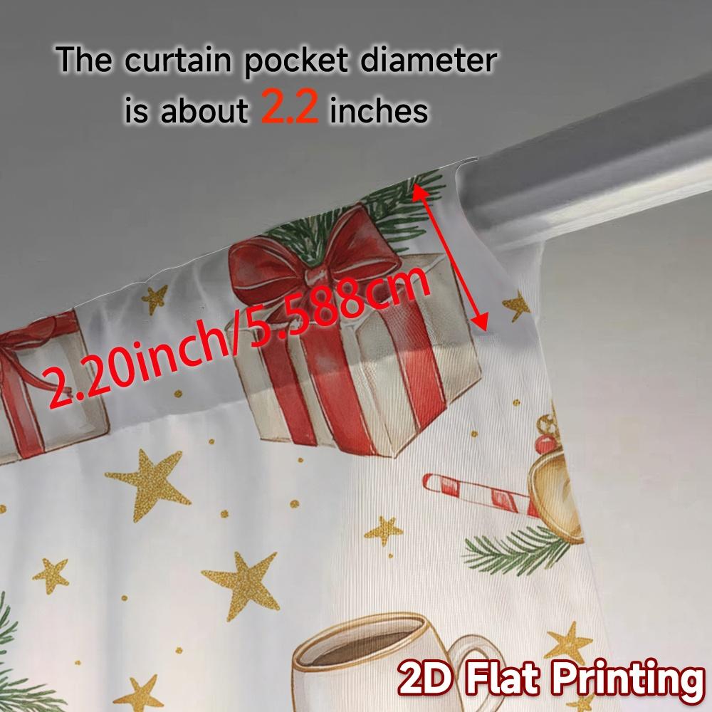 2pcs  Curtains Christmas Tree Bow Gift Snowflakes (3) Light Filtering Popular Curtains Machine Washable Fabric Curtains