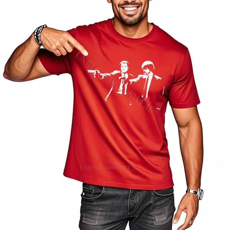 Summer top ONeck Cheap Tshirt Two Men Pointing Guns Streetwear Cheap Tshirt Fashionable Workout Tshirt for man