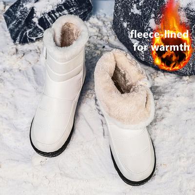 Bottes pour femmes, bottes de neige courtes d'hiver, doublées et chaudes, épaissies, bottes blanches montantes d'extérieur, antidérapantes, sportives à semelles épaisses,