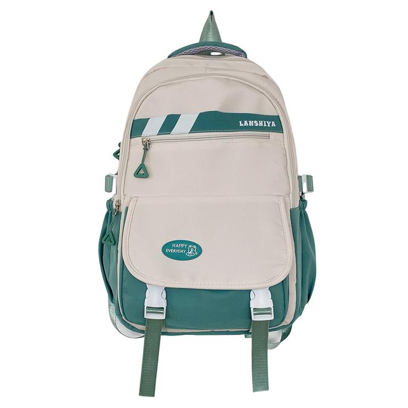 School Bag Female Junior High School Casual Contrasting Color Backpack Ins Fashion Lightweight Travel Backpack High Value Campus Backpack