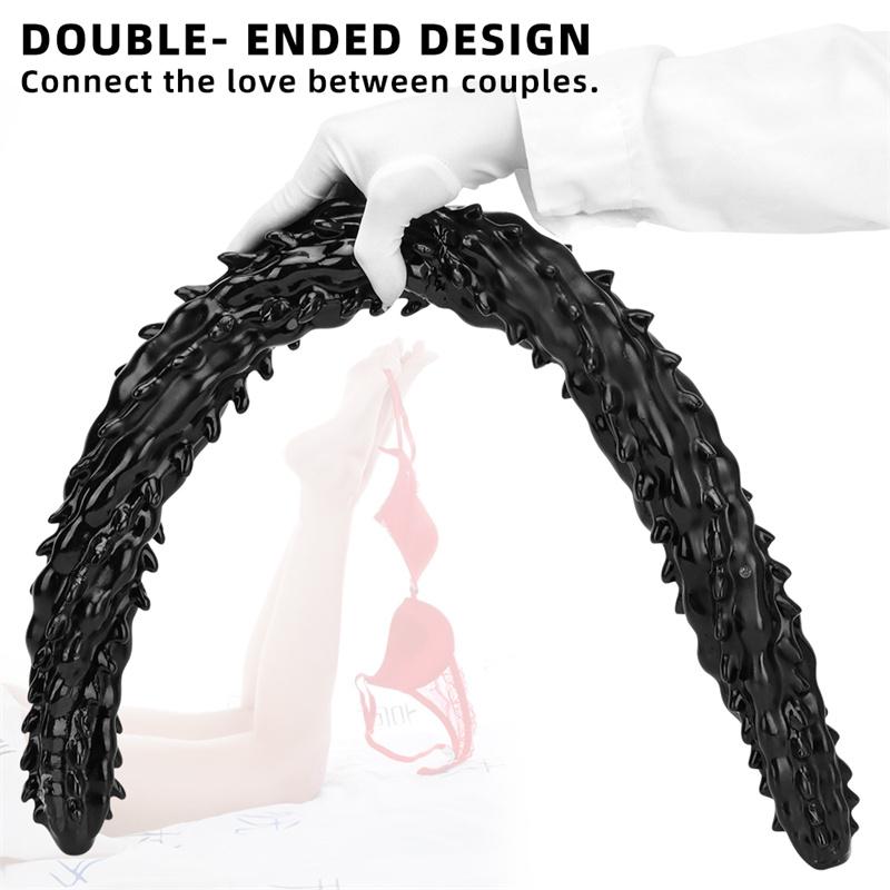 Weiblicher übergroßer doppelköpfiger Drache mit Widerhaken am Hinterhof, Analplug, weibliches Masturbationsgerät, weicher Penis