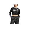 adidas Originals T-shirt Cropped a Maniche Lunghe Donna Top Nero IR9802