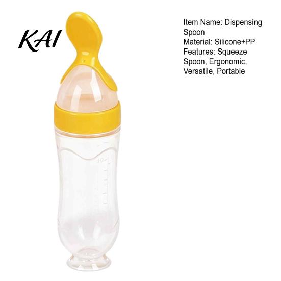 BPA Free Food Grade Silicone Baby Squeeze Spoon, Single-handed Rice Cereal Bottle with Feeder Flow Control, Easy Clean Dispensing Spoon