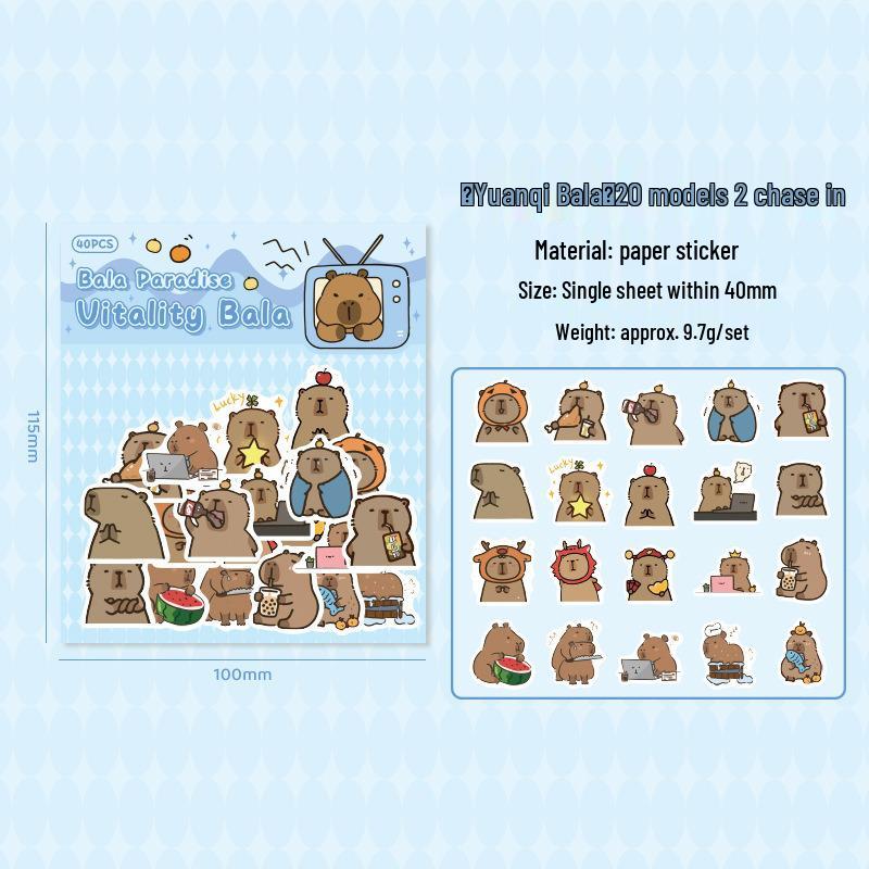 Capybara Paradise Cartoon Sticker Pack: Cute Journaling Stickers for Kids and Girls