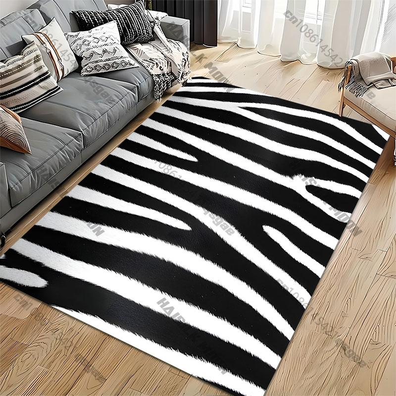 Zebra stripes black white carpet Yoga living room room decor children's crawling mat doormat area rug games mat