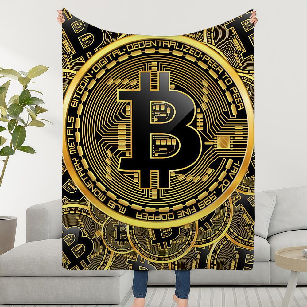 Money Blanket Throw Super Cosy Plush Living Room Sofa Couch Childish Bitcoin Birthday Gifts