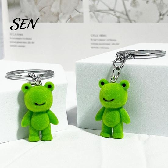 Hanging Frog Keychain Flocked Resin for Backpacks, 3D Plush Decorative Key Animal Ring, Ornament Bag Charm, Gift Lovers Backpacks