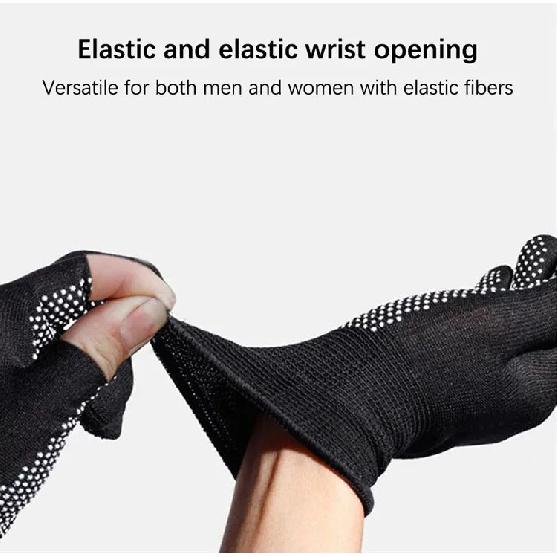 Men's and Women's Anti Slip Work Gloves Motorcycle Riding Sports Gloves Lightweight Breathable Exposed Two Finger Gloves