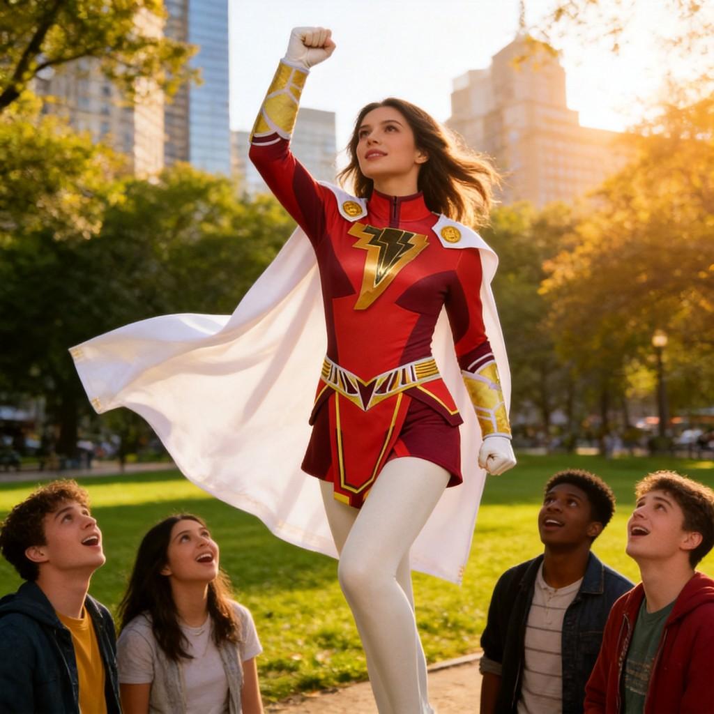 Shazam Fury Of The Gods Cosplay Costume For Women With Spandex Suit For Halloween Role Play