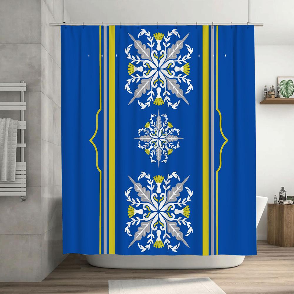 Snowflake Shower Curtain Blue Bathroom Decor Waterproof Home Accessories Modern Pattern Shower Panels 3D Printed Shower Curtains