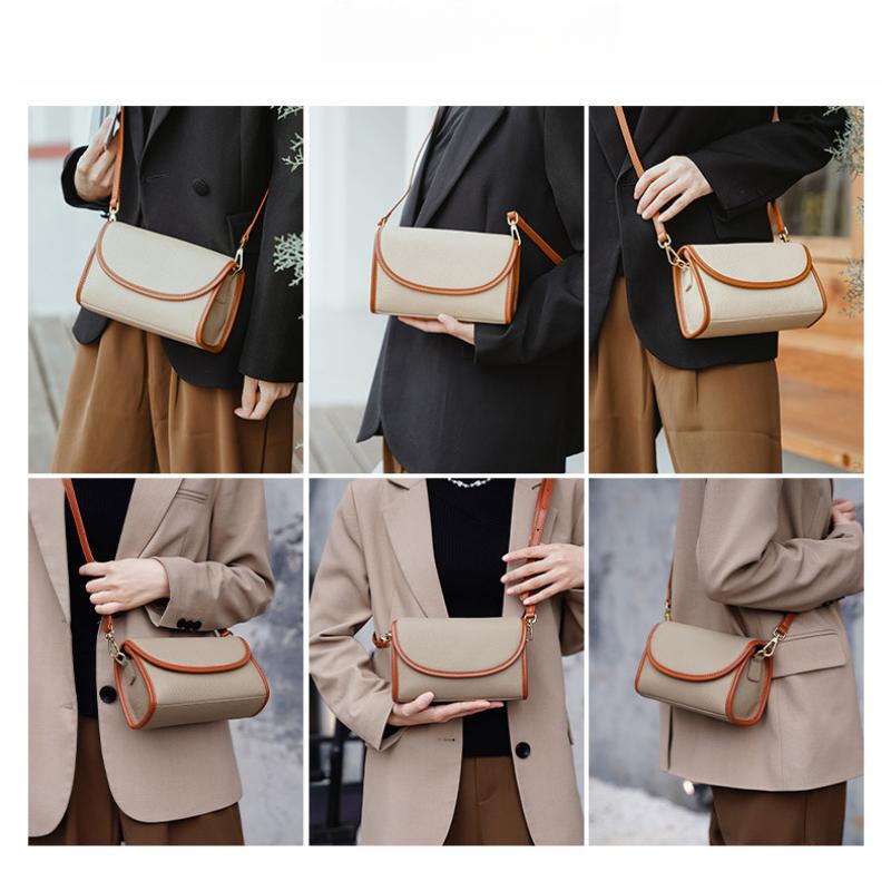 Women's 2025 Net Celebrity Hot Style Small Square Bag Fashion Western Style Contrast Color Niche Style Light Luxury Cowhide Crossbody Bags