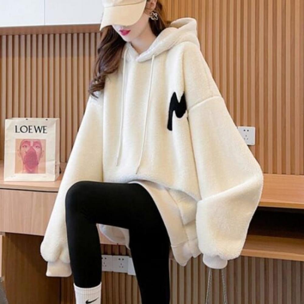 Navava Nt2130 Alphabet Wool Fleece Long Sleeve Hoodie