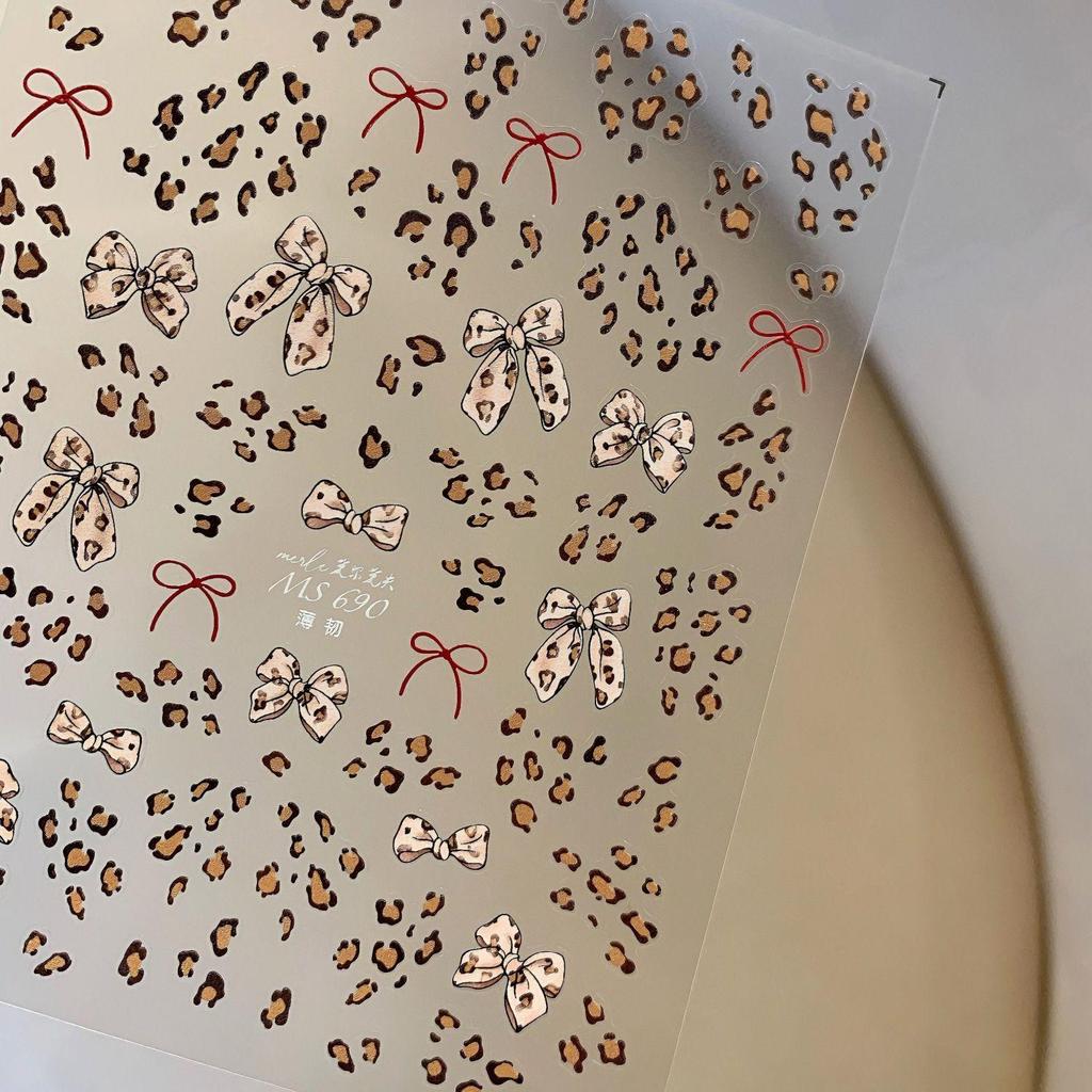 Hot Girl Leopard Print Bowknot Nail Art Stickers - Pink & Sweet Adhesive for Cool Styles