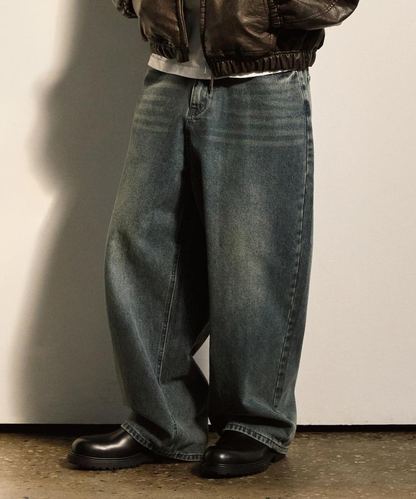VTWO Vintage Washed Wide Denim Pants (Blue)