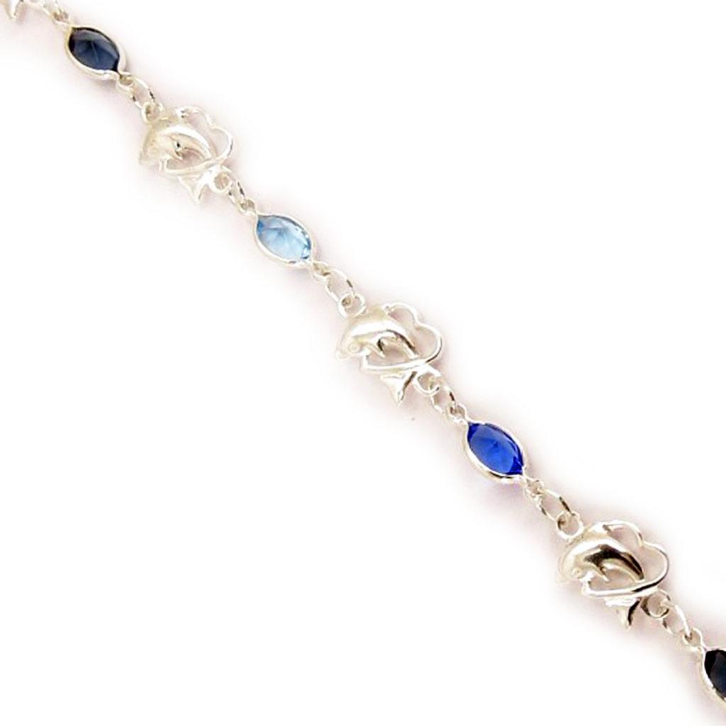 

Les Trésors De Lily [D7346] - Серебряный браслет Дельфины , серебристо-синий - 7 мм