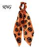 Colorful Hair Tie Halloween Satin Scrunchies for Women, Funny Pumpkin Printed Elastic Ties, Scrunchie Soft Ponytail Holders, Decorative Accessories