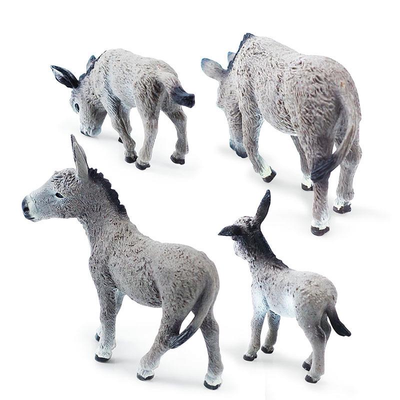 Gray Donkey Figurine: Children's Cognitive Animal Model Toy