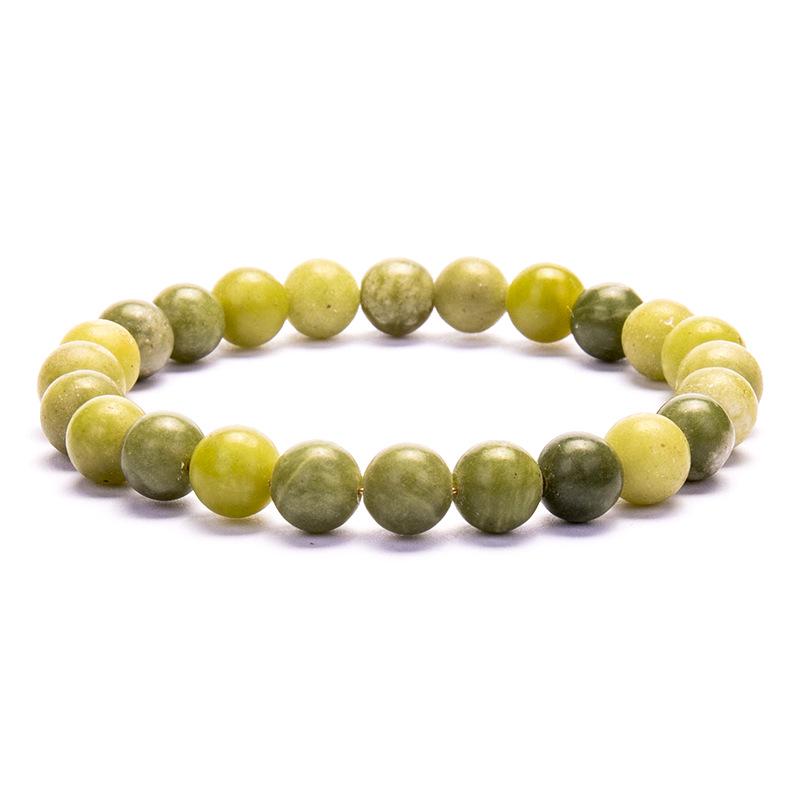 New European & American Style Cross Bracelet, 8MM Natural Stone Beaded Fashion Accessory