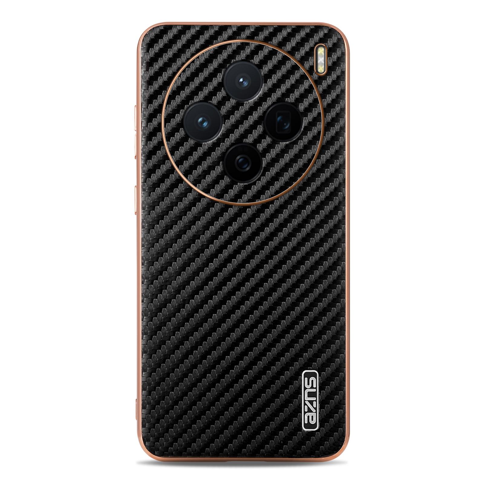 

For vivo X200 5G Case Electroplating Carbon Fiber Texture PU+TPU Phone Cover Green