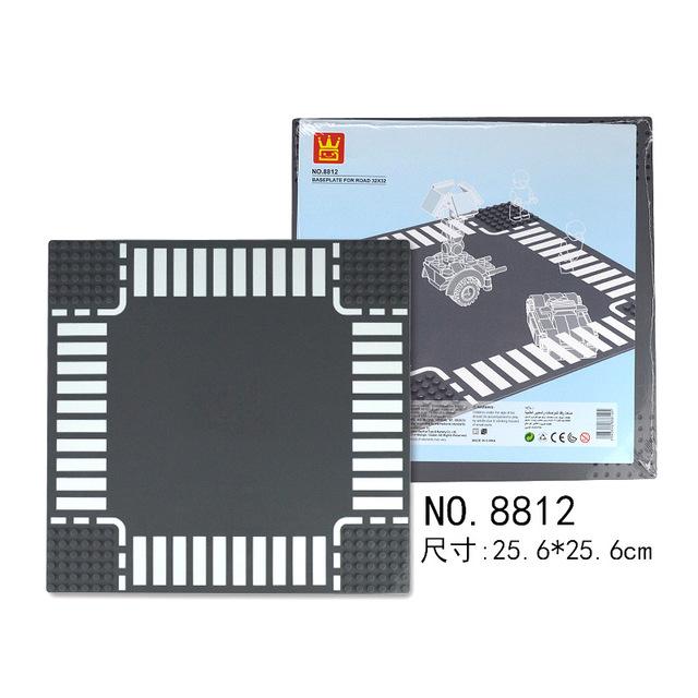 Non-Toxic City Road Street Baseplate Straight Crossroad Curve T-Junction Building Blocks 8810 8811 Base Plate Compatible Classic Bricks