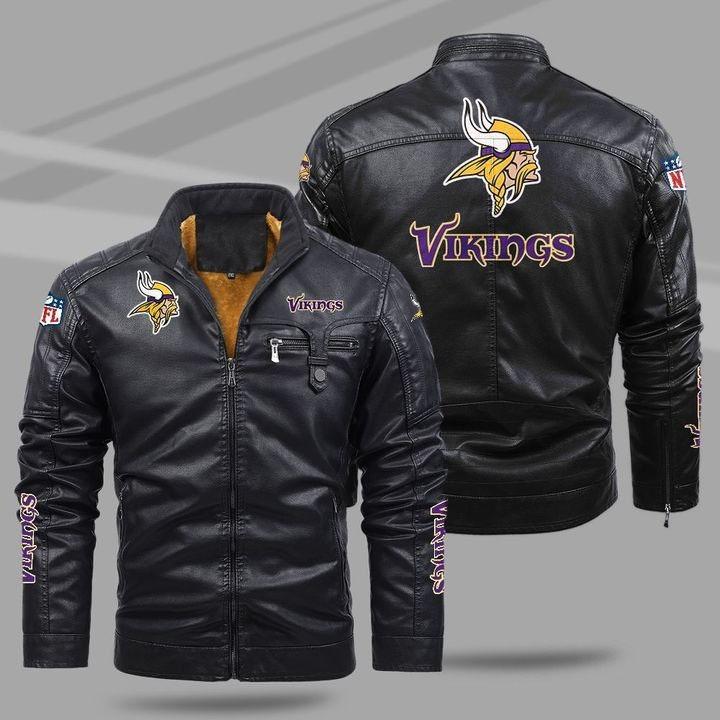 Viking Team Men's Loose PU Leather Jacket Fleece Thickened Autumn and Winter Printed High-end Men's Jacket