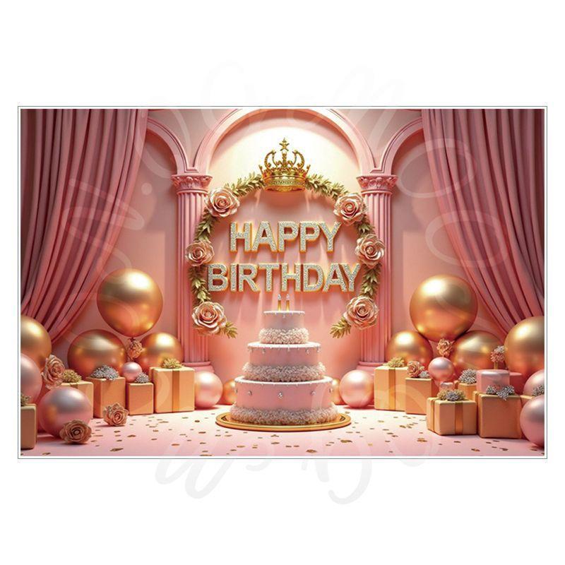 Pink Birthday Theme Party Decoration Backdrop Cloth - Party Decoration Scene Background Wall Hanging
