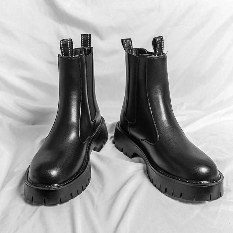 

Chelsea boots men s high-top British smoke boots 2025 autumn and winter velvet Martin boots men s leather shoes 44