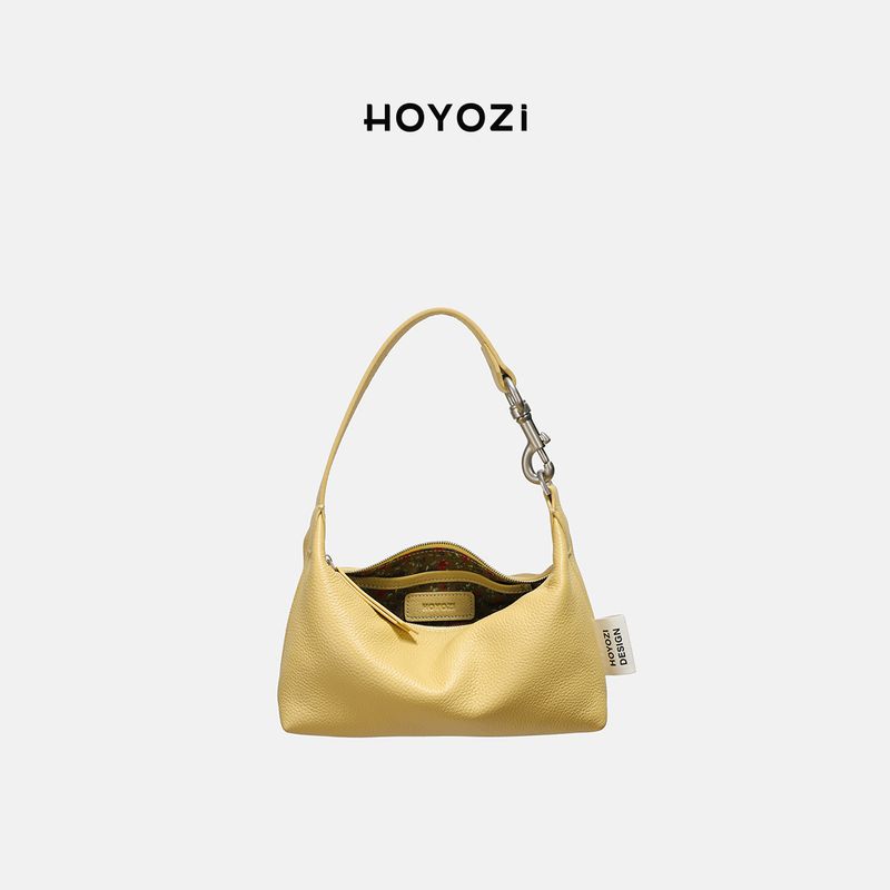 

[Xiaoyoujia Bag] Hoyozi First Layer Cowhide Chick Yellow Underarm Bag Women s 2025 New Crossbody Bag Chicken Yellow [New]]