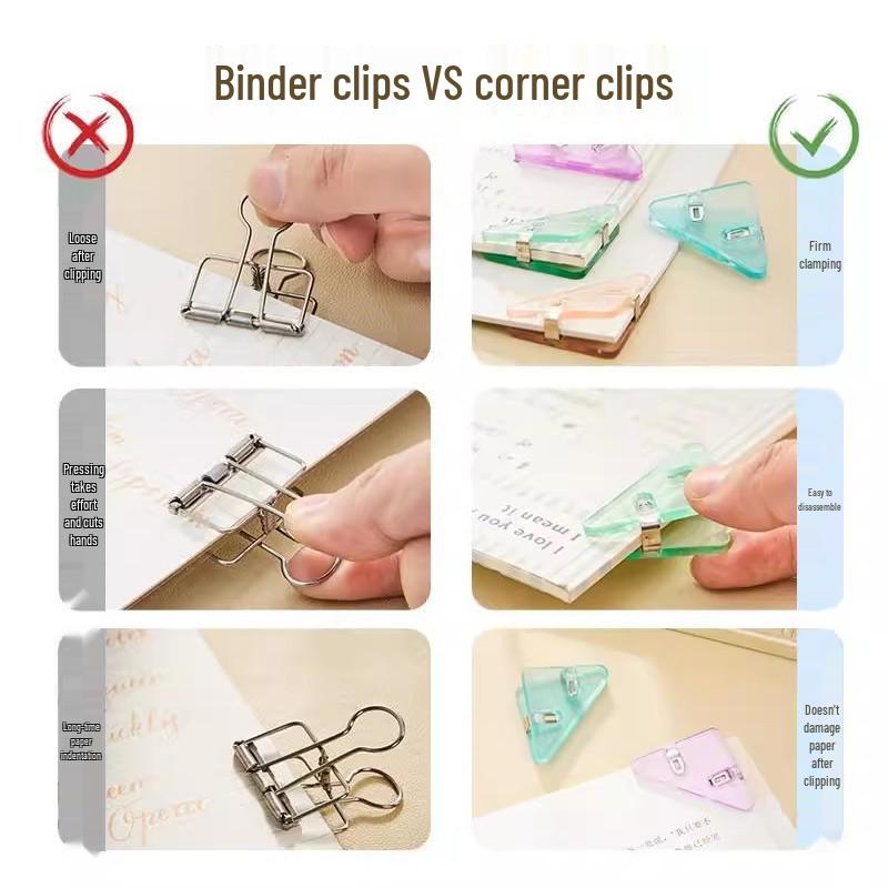 Pengyi Transparent Triangle Folder Clips - Organize Test Papers & Files