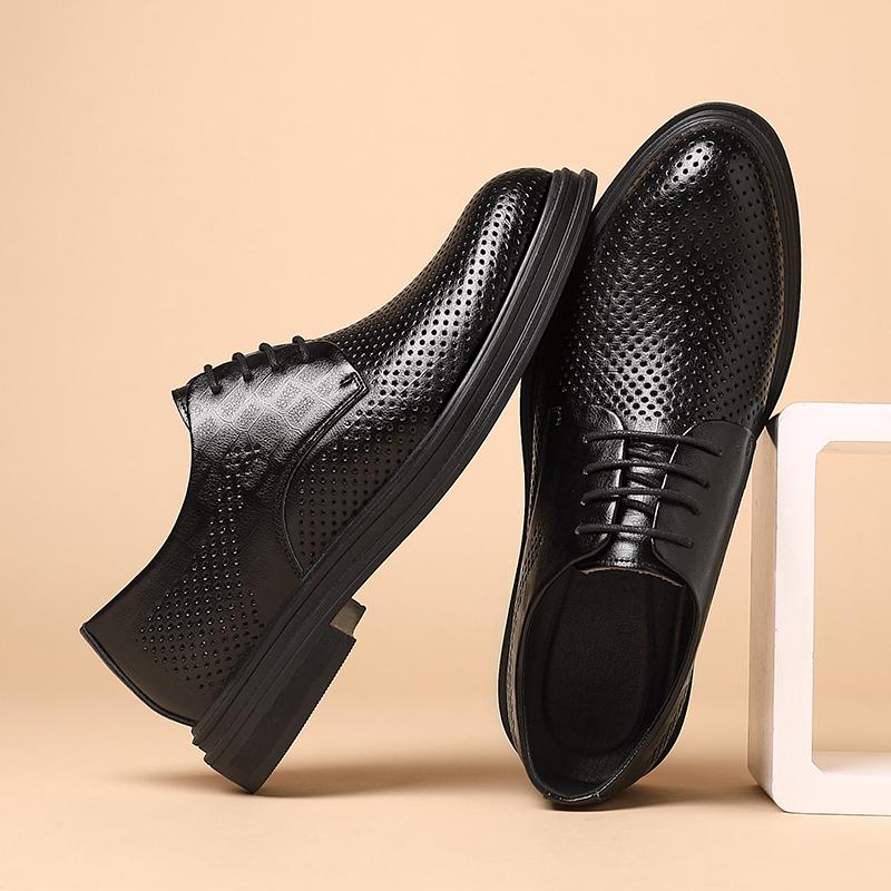 Summer Elevator Shoes Men Dress Shoes 3/6/8 Cm Men Formal Shoes Hollow Classic Business Luxury Men Oxfords Footwear Suit Shoes