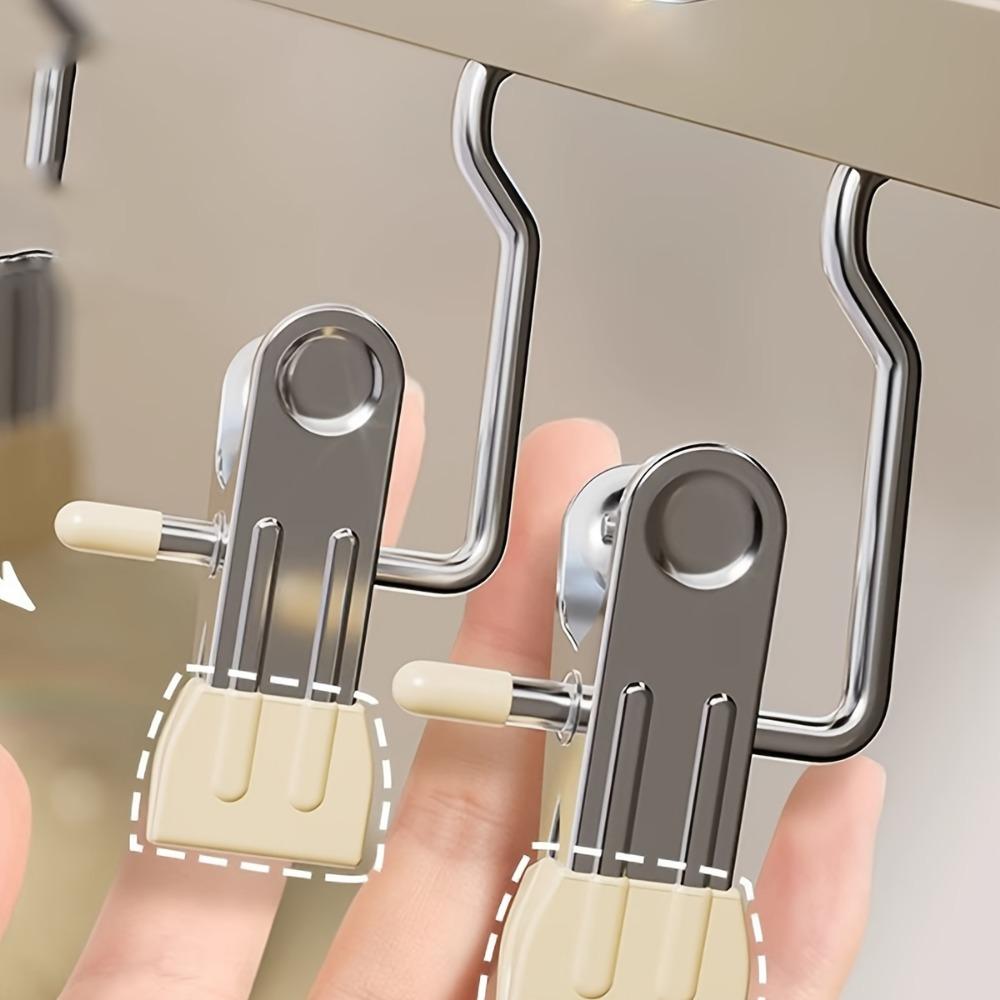 5-pack Three-word Clips Single and Double Glue Multi-function Hook Clips Stainless Steel Pants Clips Household Seamless Storage Metal Clothespins