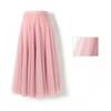 Spring Autumn Summer Holiday Beach Women Long Midi Skirt Ladies Elastic High Waist Tulle Mesh Pleated Tutu Skirt