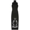 Gothic Print Midi Dress For Women Summer Turtleneck Dark Academia Fashion Long Dress Harajuku Sleeveless Black Dresses