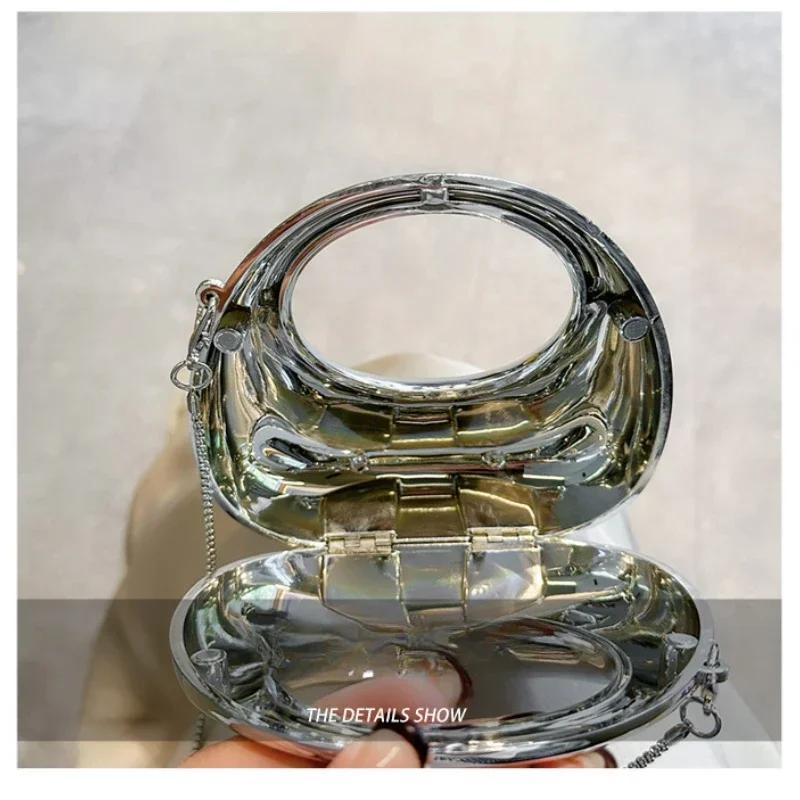 Hot Selling Women's Crossbody Bag 2024 New PVC Metallic Luster Half Moon Party Banquet Women's Bag Luxury Handbag Bolso De Mujer