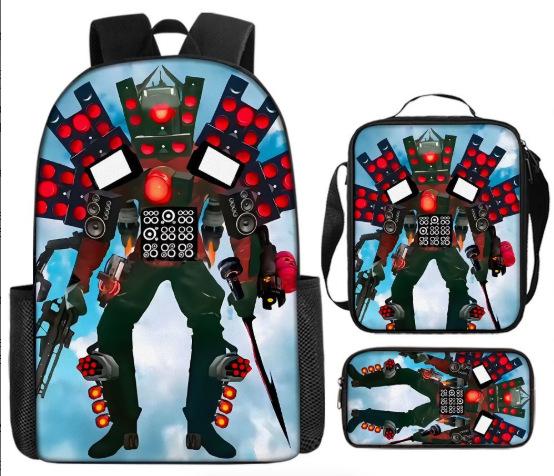 Skibidi toiletman schooltas titan monitorman rugzak schoudertas etui driekoppige set